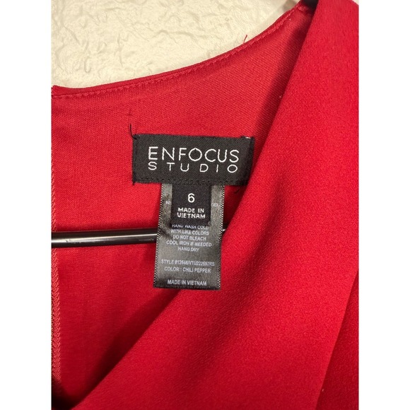 Enfocus Studio Red Dress Ruffle Sleeve Career Cocktail Party Mini Dress - Picture 3 of 3